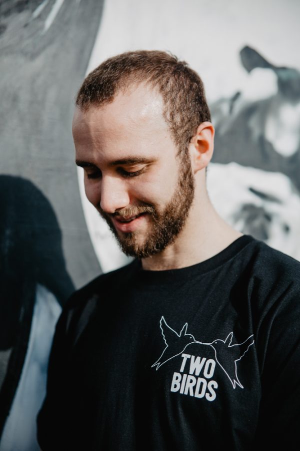 Two Birds Small Logo Black T-shirt Lifestyle Shot