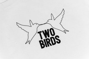 Two Birds White Small Logo T-shirt Close Up