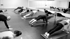 Group yoga session