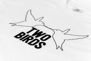 Two Birds White Large Logo T-shirt Close Up