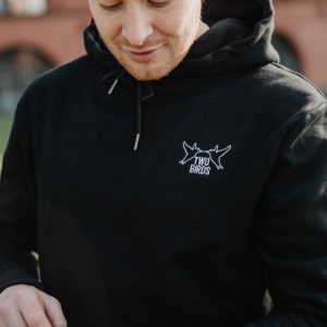 Two Birds Embroidered Black Hoodie