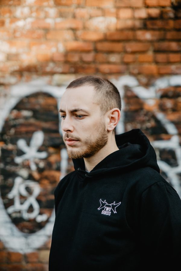 Two Birds Embroidered Black Hoodie